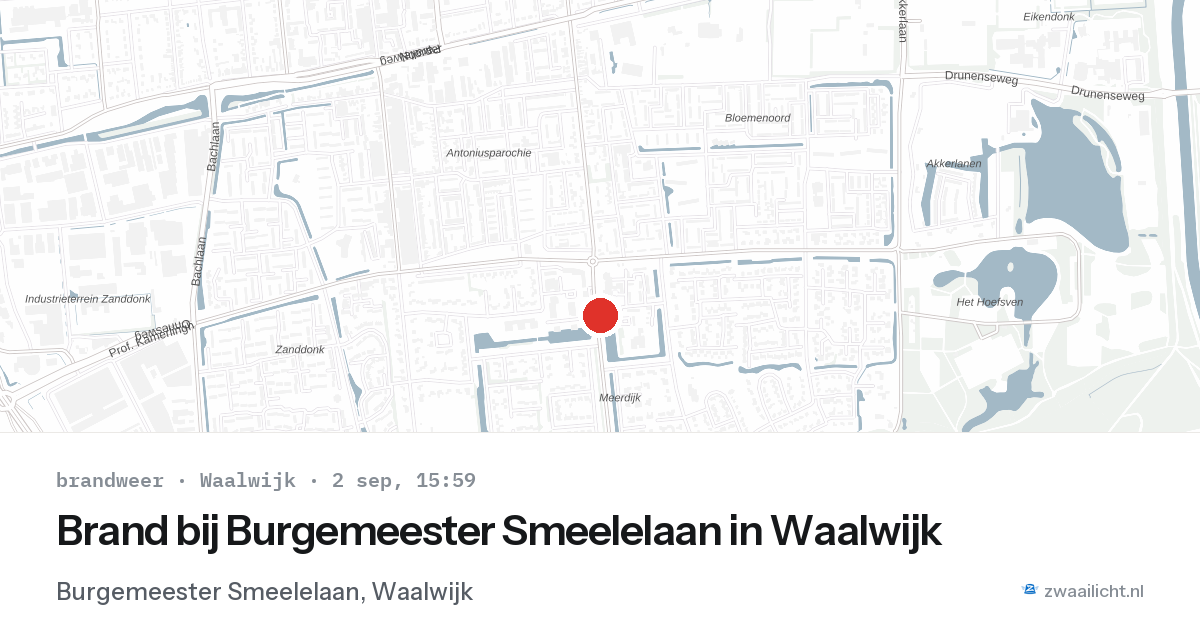 Brand bij Burgemeester Smeelelaan in Waalwijk — 2 sep 2026