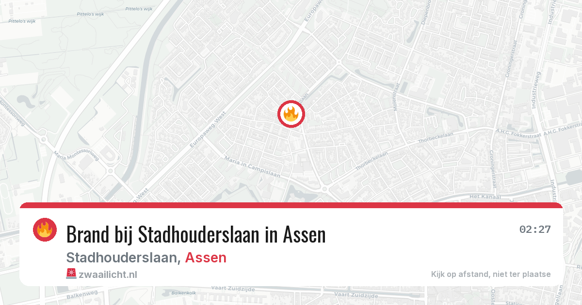 Brand bij Stadhouderslaan in Assen — 12 aug 2026