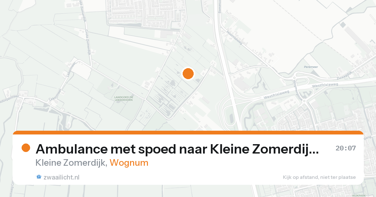 Ambulance met spoed naar Kleine Zomerdijk in Wognum — 16 aug 2026