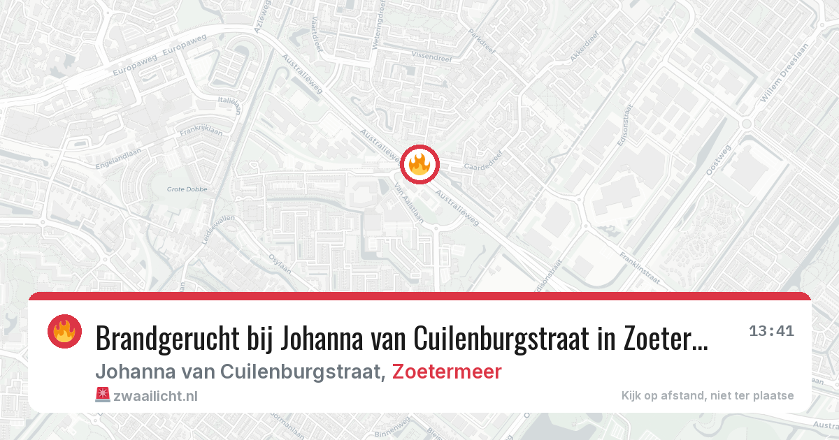 Brandgerucht bij Johanna van Cuilenburgstraat in Zoetermeer — 28 jun 2026