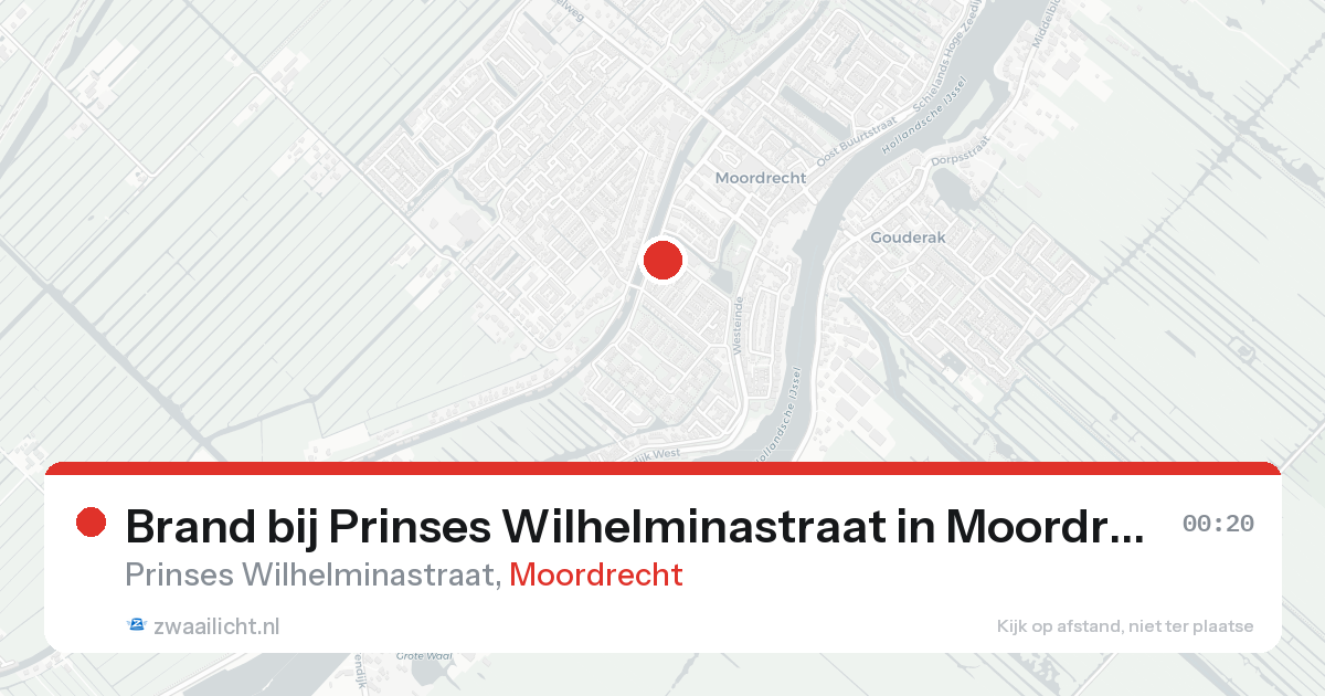 Brand bij Prinses Wilhelminastraat in Moordrecht — 16 aug 2026