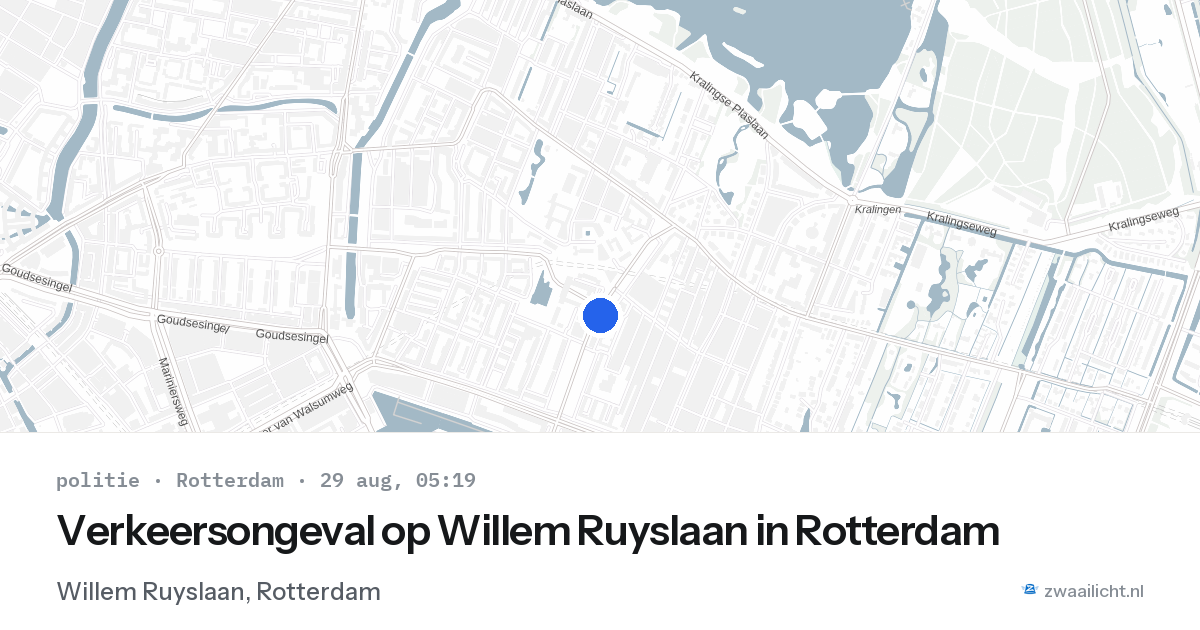 Verkeersongeval op Willem Ruyslaan in Rotterdam — 29 aug 2026