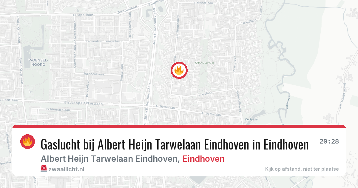 Gaslucht bij Albert Heijn Tarwelaan Eindhoven in Eindhoven — 25 jun 2026