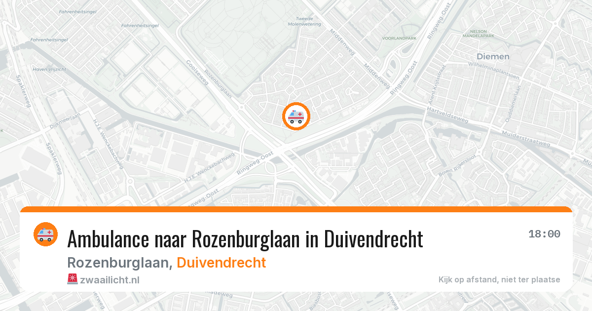 Ambulance naar Rozenburglaan in Duivendrecht — 16 mei 2026