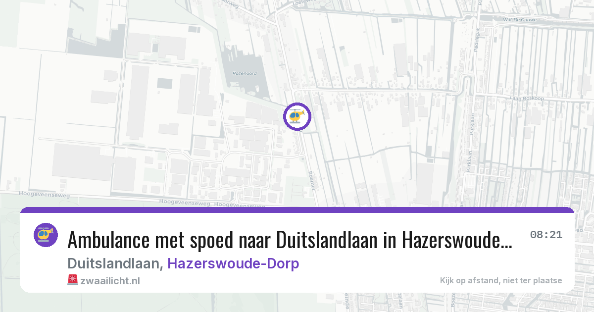Ambulance met spoed naar Duitslandlaan in Hazerswoude-Dorp — 4 jul 2026