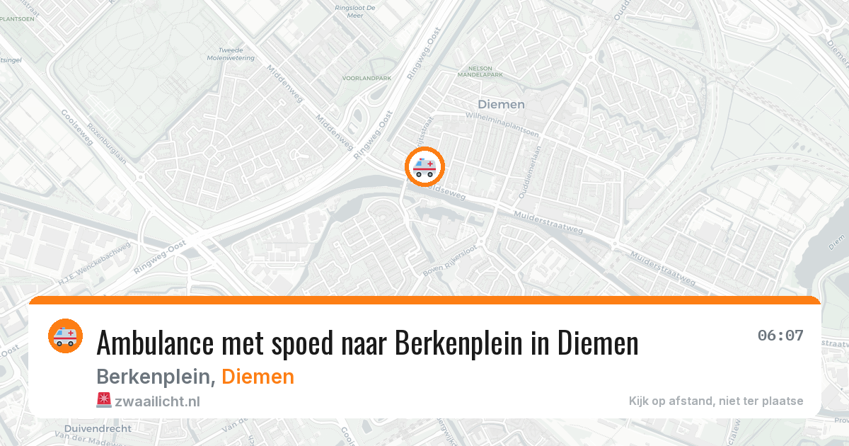Ambulance met spoed naar Berkenplein in Diemen — 12 apr 2026