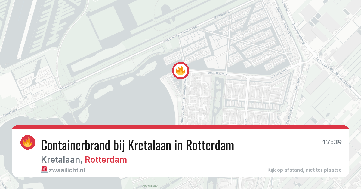 Containerbrand bij Kretalaan in Rotterdam — 21 jun 2026