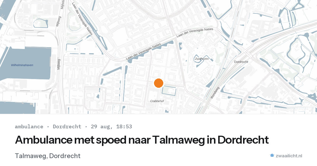 Ambulance met spoed naar Talmaweg in Dordrecht — 29 aug 2026