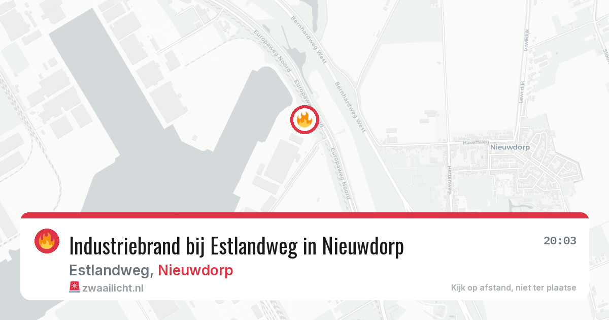Industriebrand bij Estlandweg in Nieuwdorp — 12 aug 2026