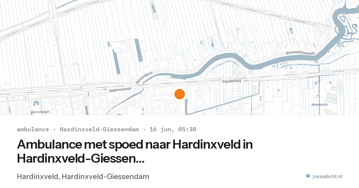 Ambulance met spoed naar Hardinxveld in Hardinxveld-Giessendam — 16 jun 2026