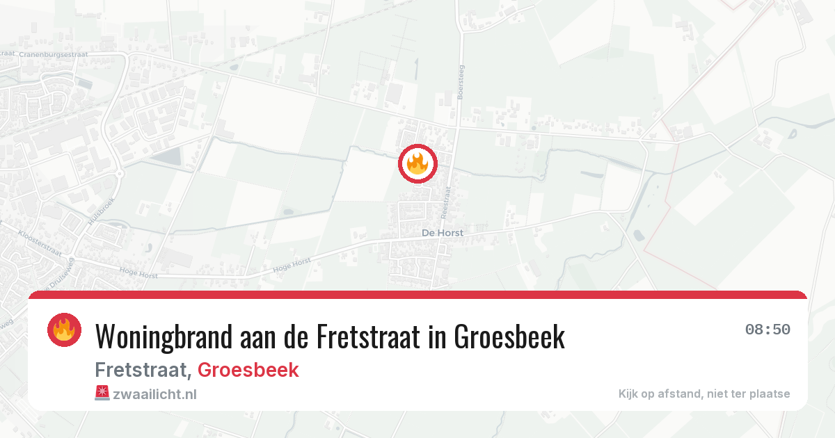 Woningbrand aan de Fretstraat in Groesbeek — 3 aug 2026