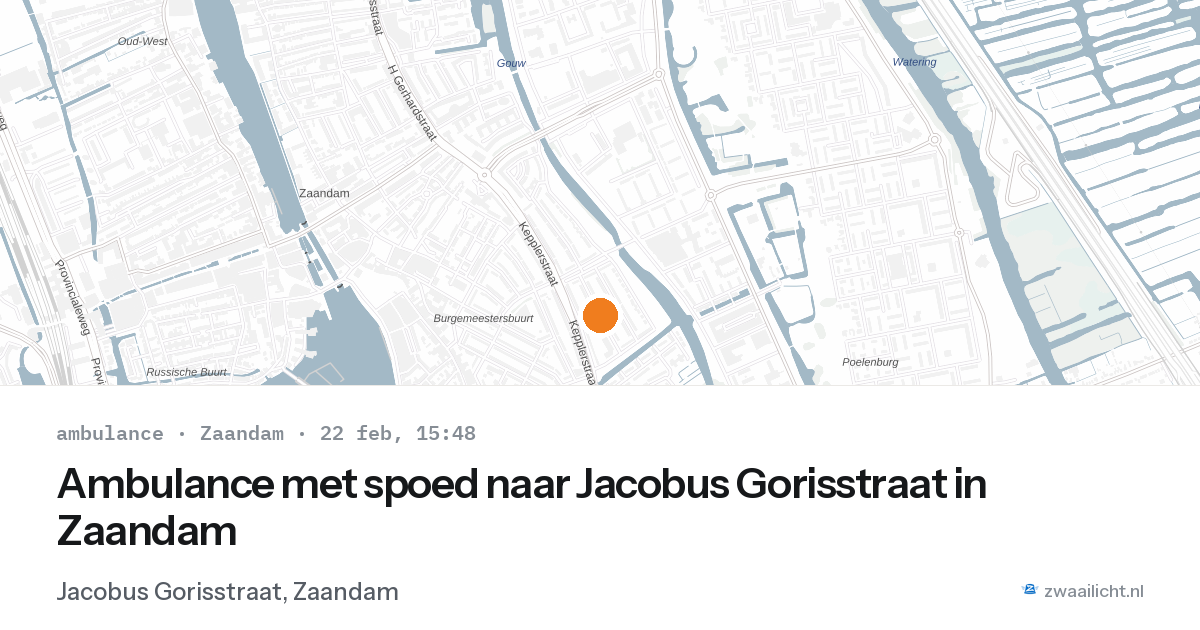 Ambulance met spoed naar Jacobus Gorisstraat in Zaandam — 22 feb 2026