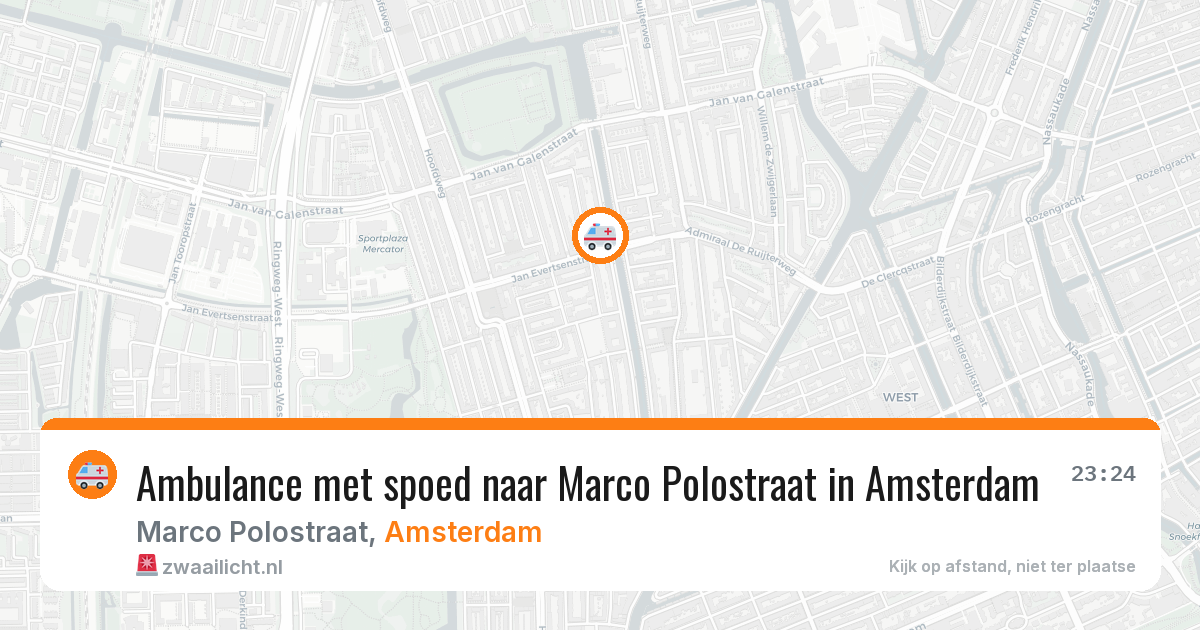 Ambulance met spoed naar Marco Polostraat in Amsterdam — 10 aug 2026