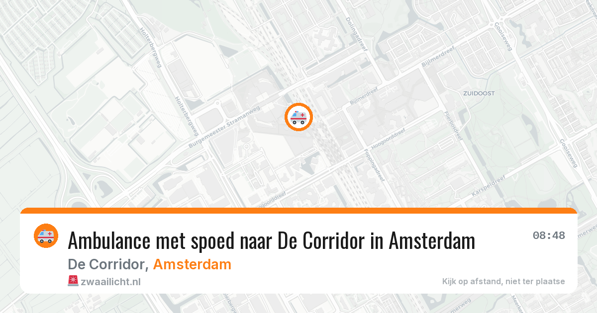 Ambulance met spoed naar De Corridor in Amsterdam — 11 aug 2026