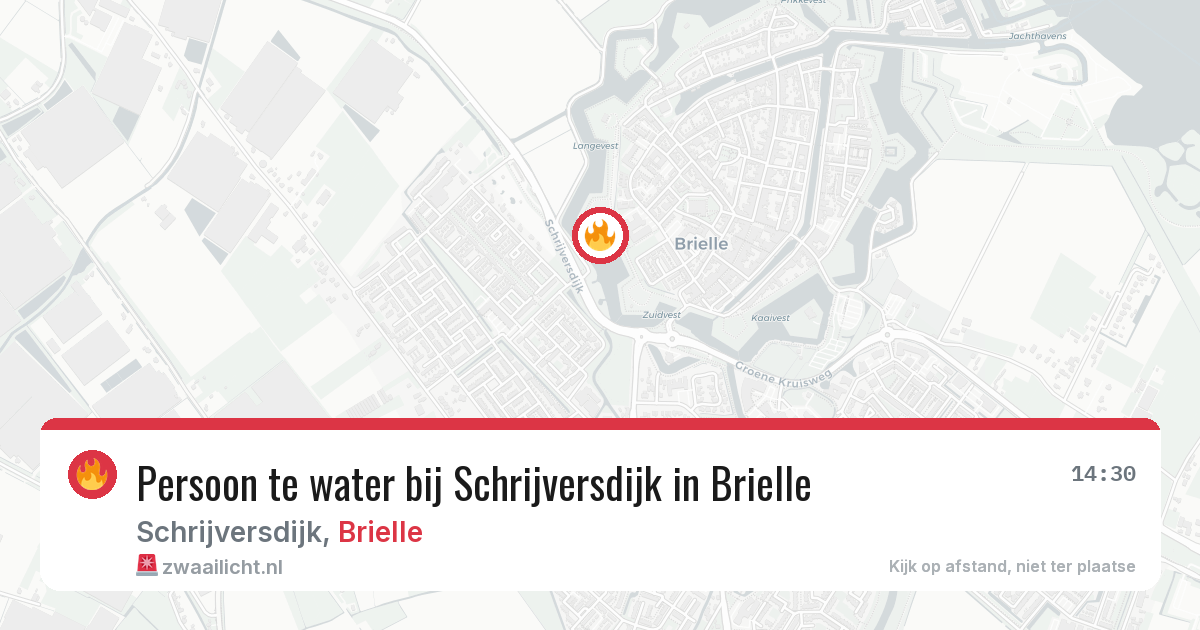 Persoon te water bij Schrijversdijk in Brielle — 12 mei 2026