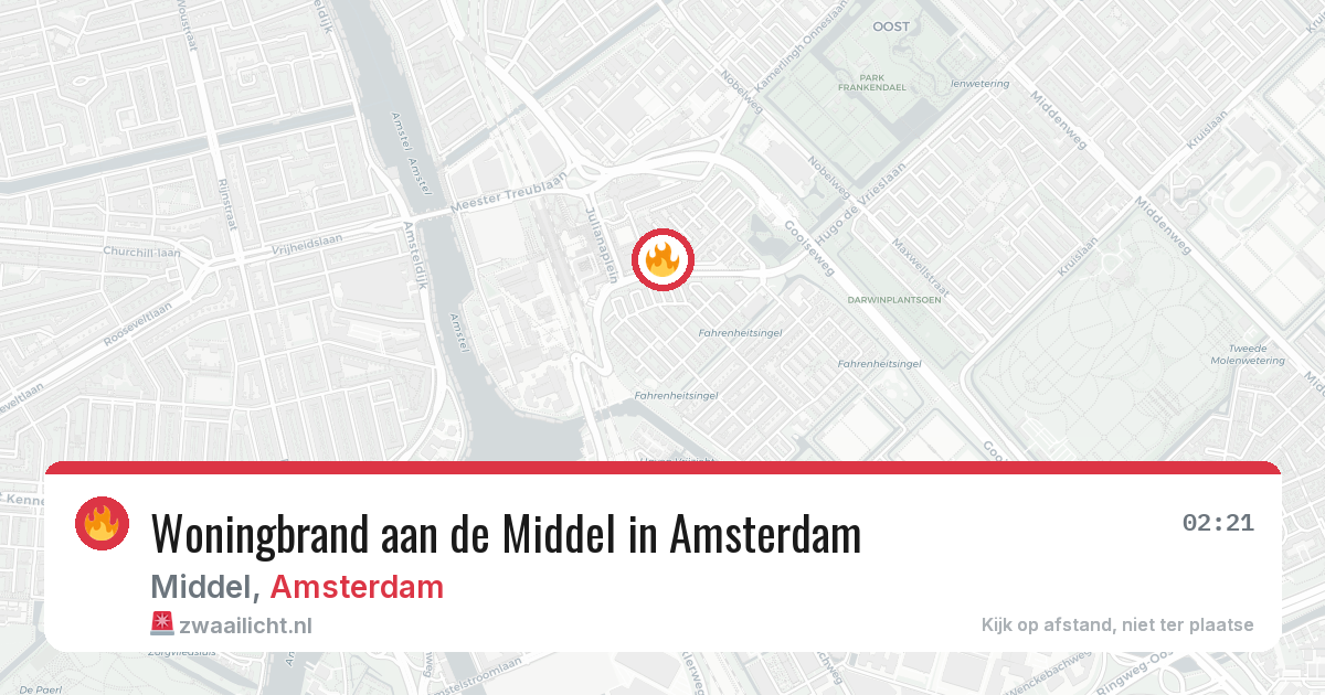 Woningbrand aan de Middel in Amsterdam — 7 aug 2026