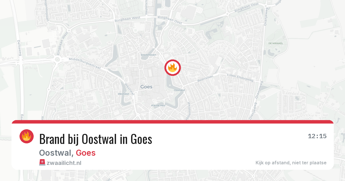 Brand bij Oostwal in Goes — 9 aug 2026