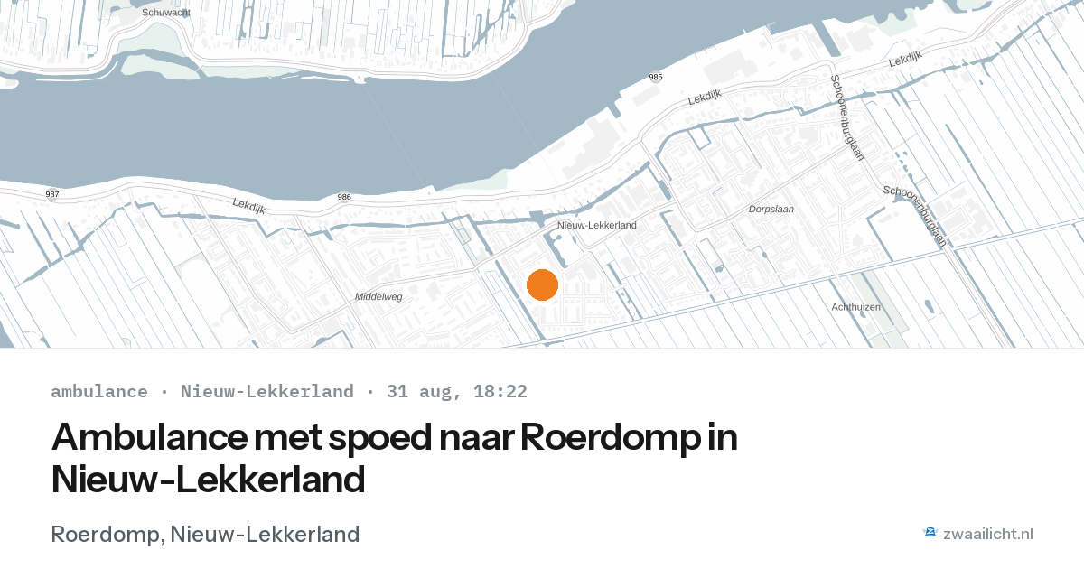 Ambulance met spoed naar Roerdomp in Nieuw-Lekkerland — 31 aug 2026
