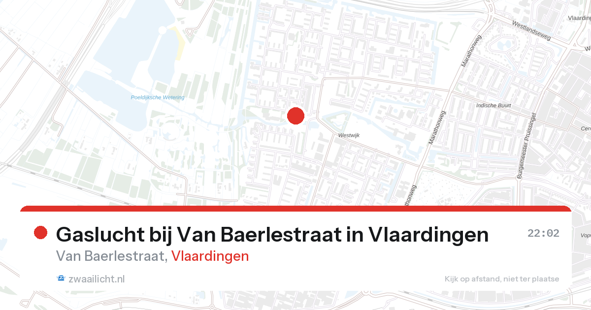 Gaslucht bij Van Baerlestraat in Vlaardingen — 25 aug 2026