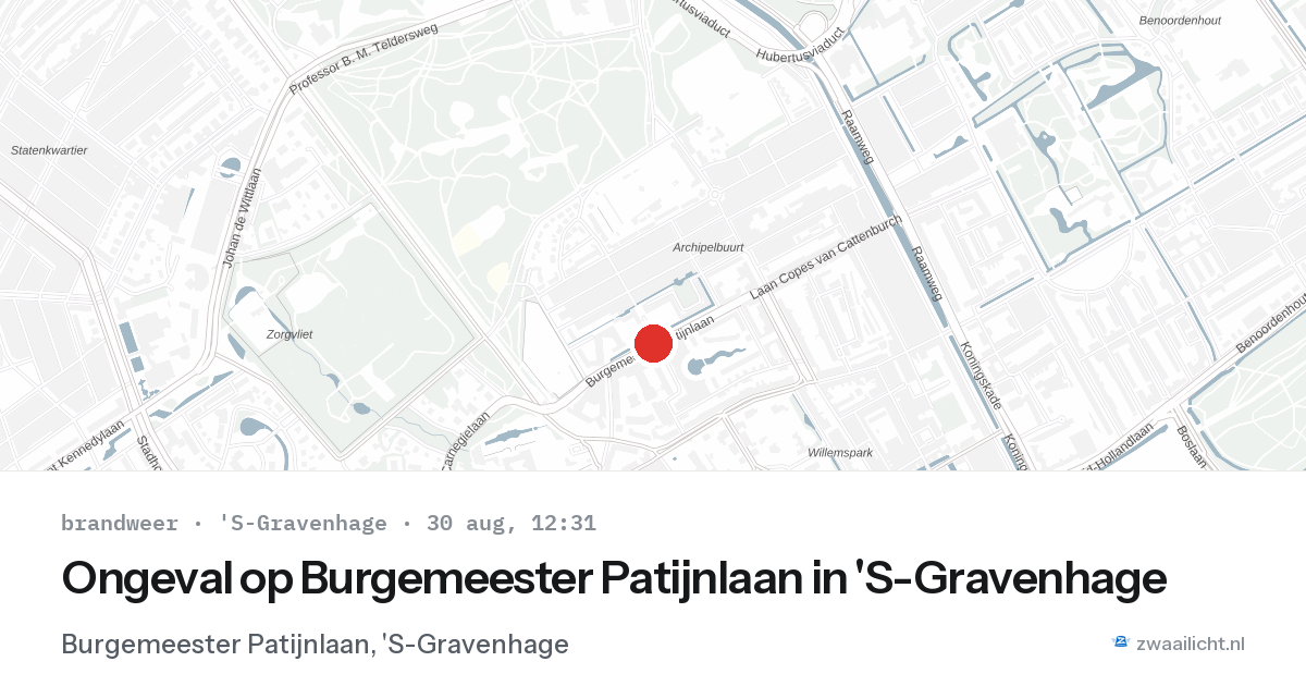 Ongeval op Burgemeester Patijnlaan in 'S-Gravenhage — 30 aug 2026