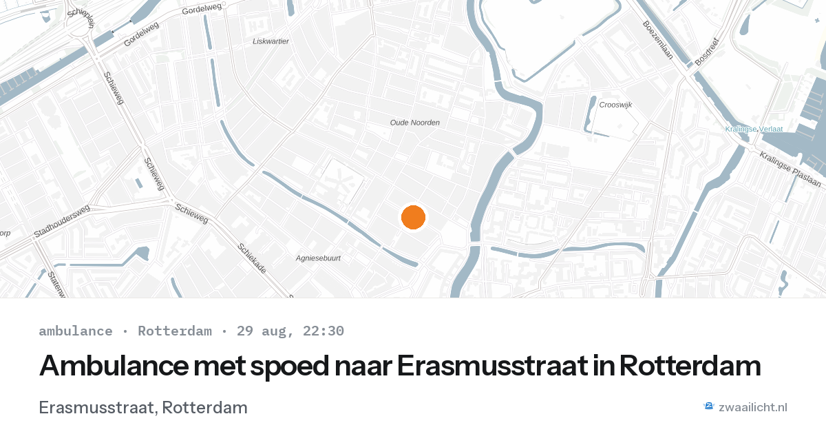 Ambulance met spoed naar Erasmusstraat in Rotterdam — 29 aug 2026