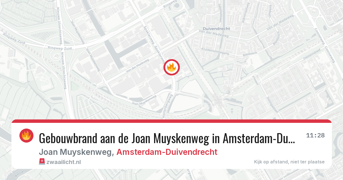 Gebouwbrand aan de Joan Muyskenweg in Amsterdam-Duivendrecht — 13 mei 2026