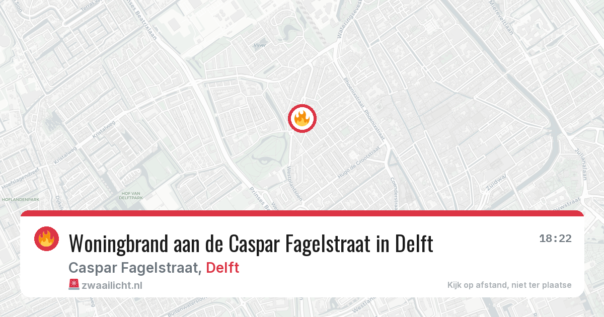 Woningbrand aan de Caspar Fagelstraat in Delft — 27 jun 2026