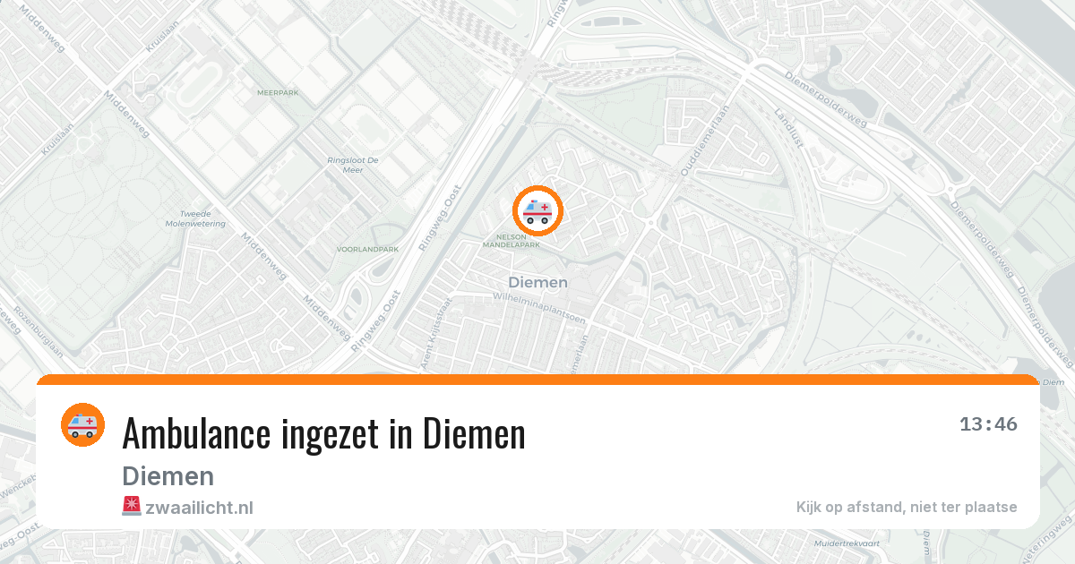 Ambulance ingezet in Diemen — 2 aug 2026