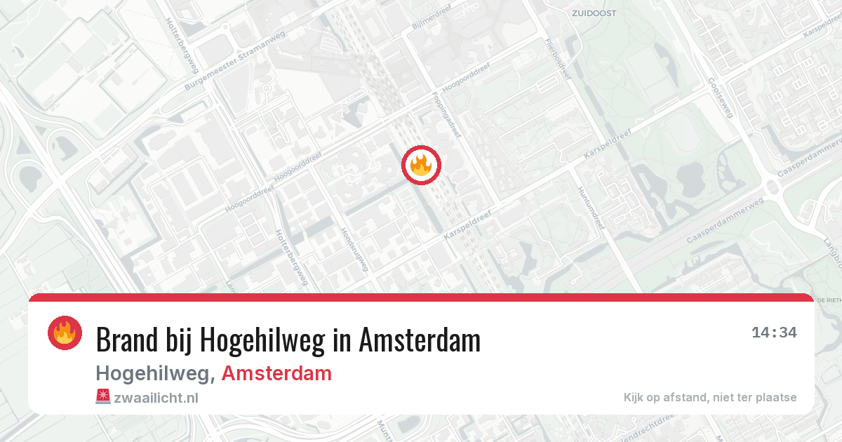 Brand bij Hogehilweg in Amsterdam — 20 mrt 2026