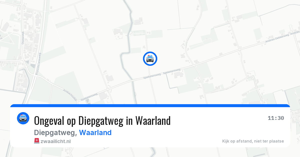 Ongeval op Diepgatweg in Waarland — 10 aug 2026
