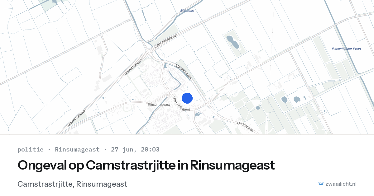 Ongeval op Camstrastrjitte in Rinsumageast — 27 jun 2026