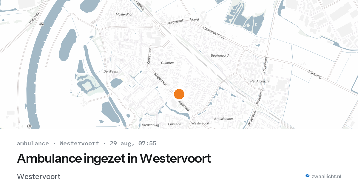 Ambulance ingezet in Westervoort — 29 aug 2026