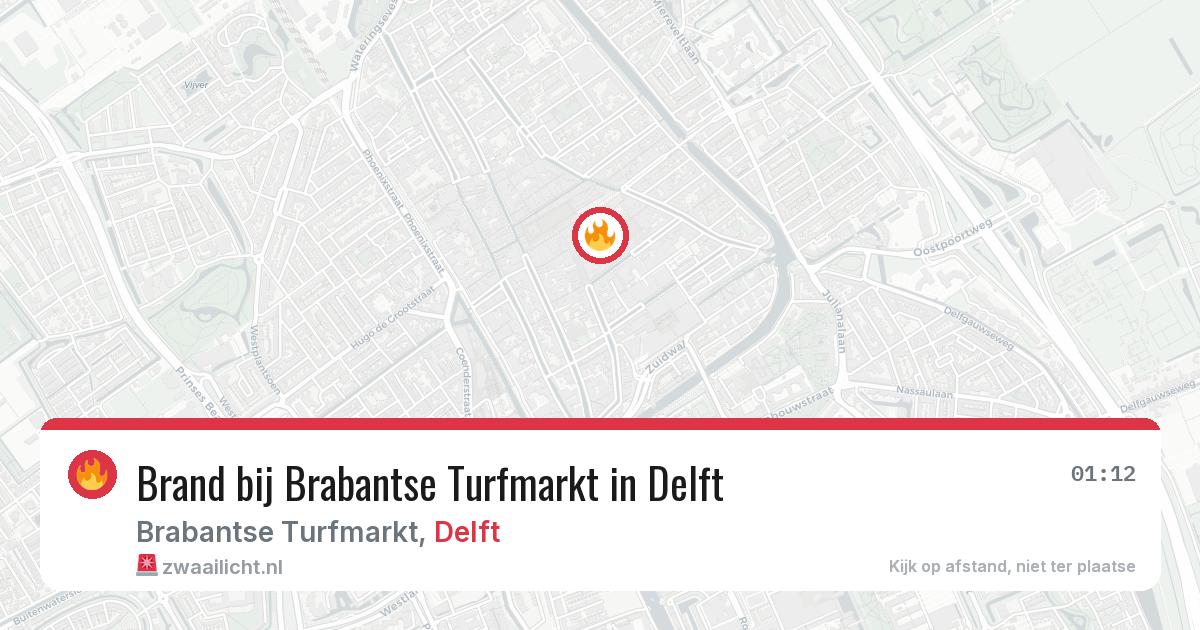 Brand bij Brabantse Turfmarkt in Delft — 7 jul 2026