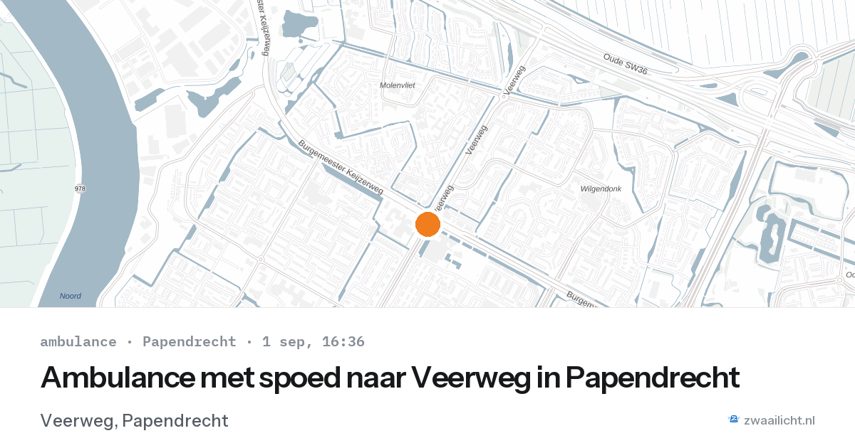 Ambulance met spoed naar Veerweg in Papendrecht — 1 sep 2026
