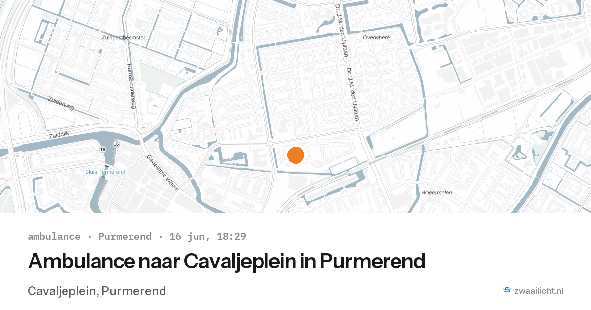 Ambulance naar Cavaljeplein in Purmerend — 16 jun 2026