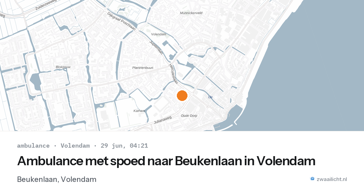 Ambulance met spoed naar Beukenlaan in Volendam — 29 jun 2026