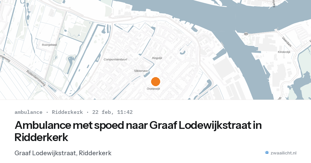 Ambulance met spoed naar Graaf Lodewijkstraat in Ridderkerk — 22 feb 2026