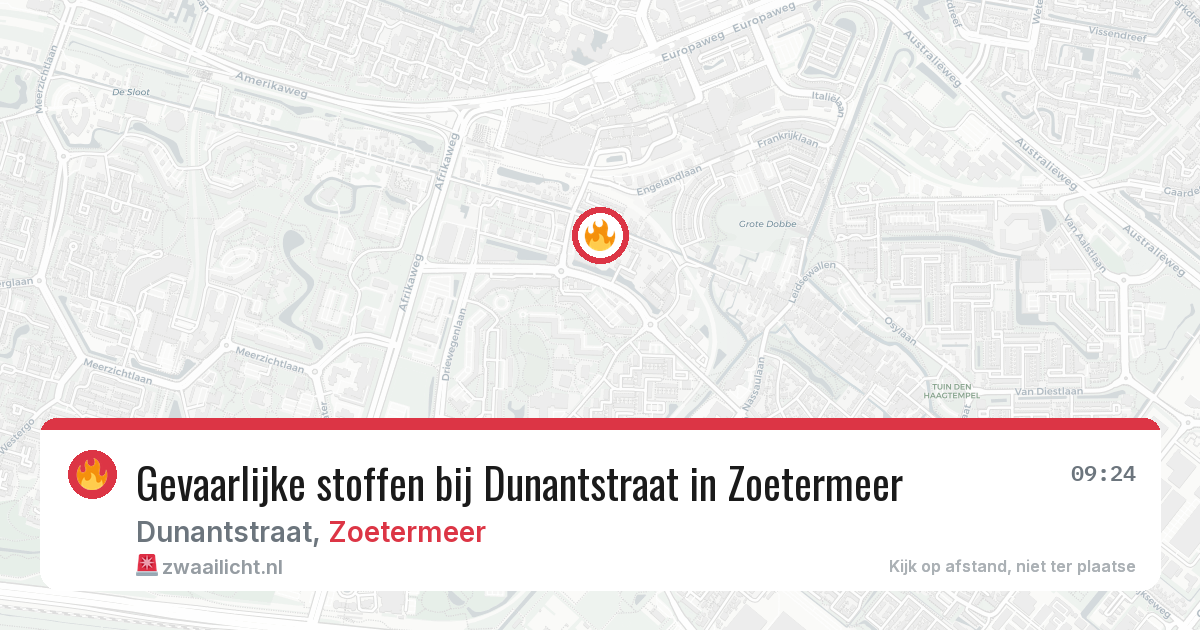 Gevaarlijke stoffen bij Dunantstraat in Zoetermeer — 7 jul 2026