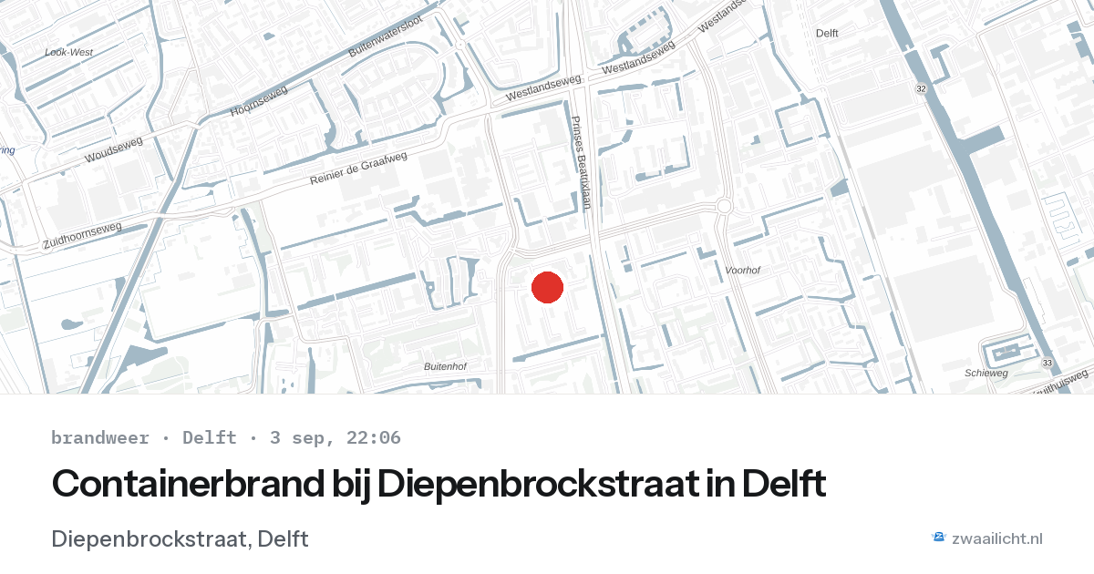 Containerbrand bij Diepenbrockstraat in Delft — 3 sep 2026