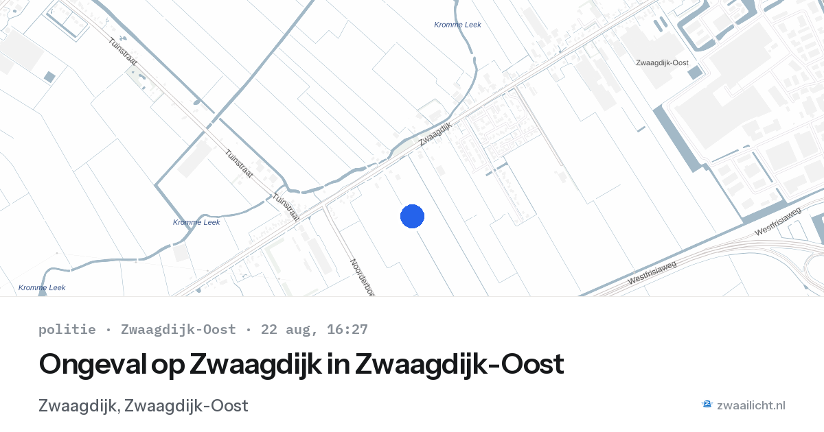 Ongeval op Zwaagdijk in Zwaagdijk-Oost — 22 aug 2026