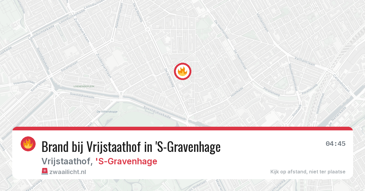 Brand bij Vrijstaathof in 'S-Gravenhage — 10 aug 2026