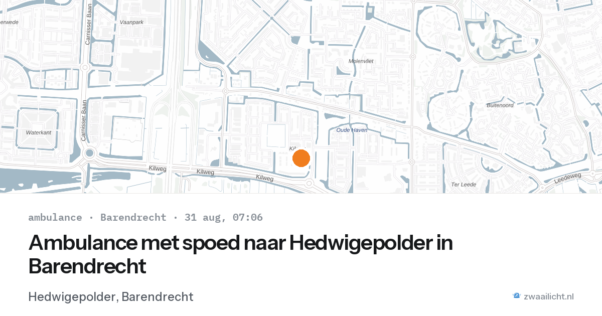 Ambulance met spoed naar Hedwigepolder in Barendrecht — 31 aug 2026