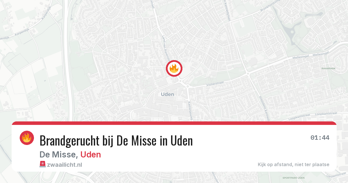 Brandgerucht bij De Misse in Uden — 17 jun 2026