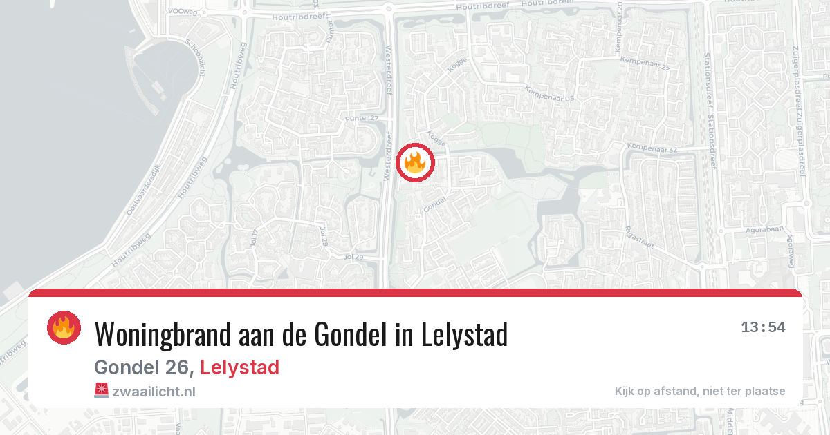 Woningbrand aan de Gondel in Lelystad — 4 jul 2026