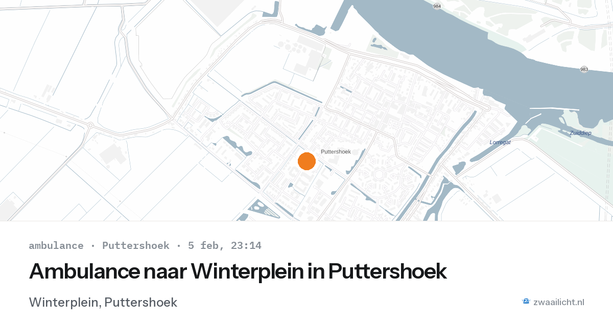 Ambulance naar Winterplein in Puttershoek — 5 feb 2026