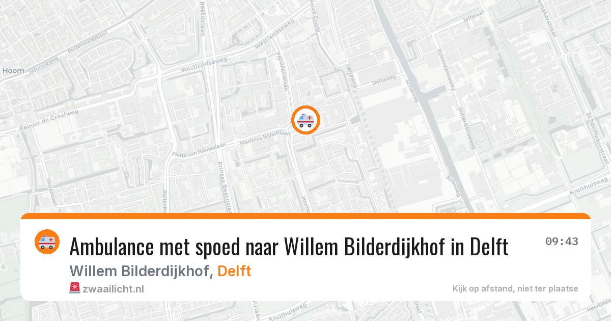 Ambulance met spoed naar Willem Bilderdijkhof in Delft — 13 aug 2026