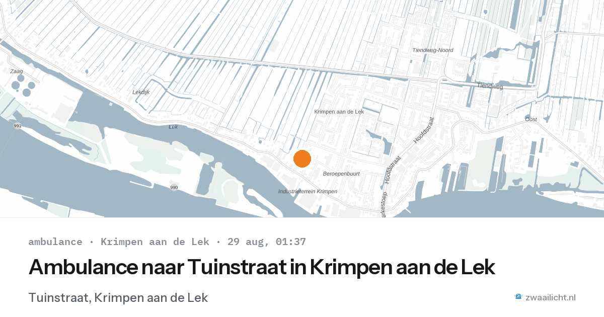 Ambulance naar Tuinstraat in Krimpen aan de Lek — 28 aug 2026