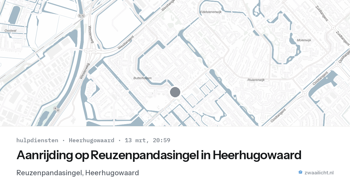 Aanrijding op Reuzenpandasingel in Heerhugowaard — 13 mrt 2026