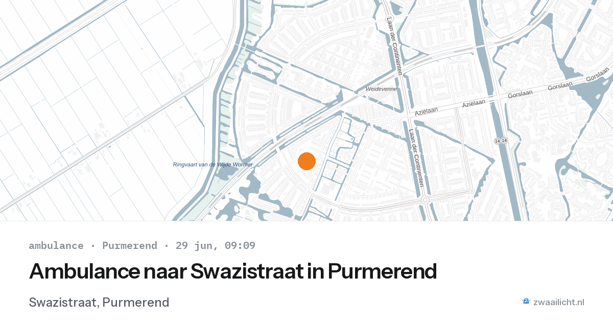 Ambulance naar Swazistraat in Purmerend — 29 jun 2026