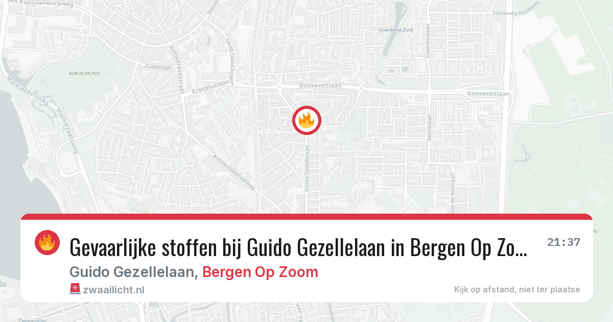 Gevaarlijke stoffen bij Guido Gezellelaan in Bergen Op Zoom — 9 aug 2026